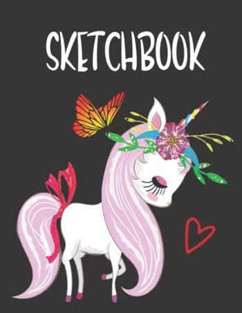 Black Paper Sketchbook for Kids: Unicorn Cover Black Paper Sketchbook | Blank Drawing Book for Kids and Adults 120 Pages XL size 8.5x11 Notebook, Journal