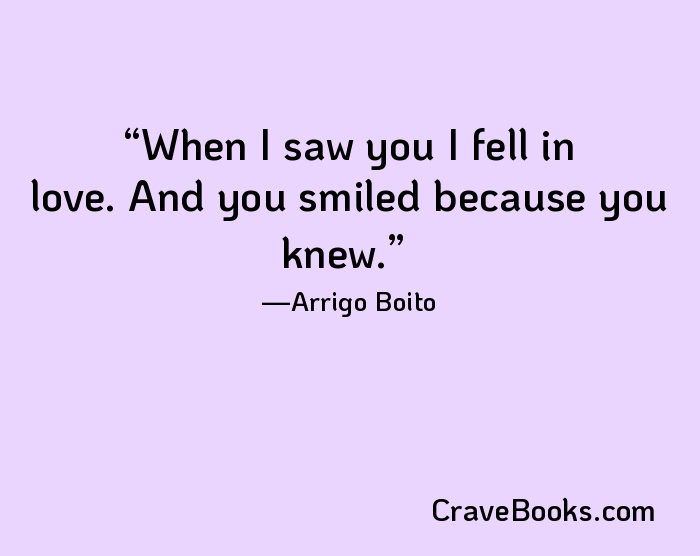 When I saw you I fell in love. And you smiled because you knew.