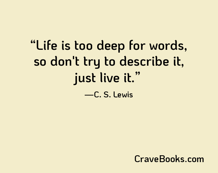 Life is too deep for words, so don't try to describe it, just live it.