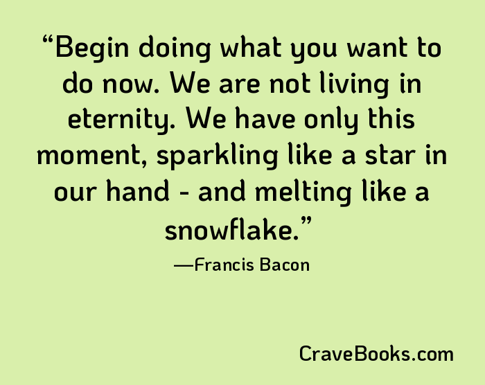 Begin doing what you want to do now. We are not living in eternity. We have only this moment, sparkling like a star in our hand - and melting like a snowflake.