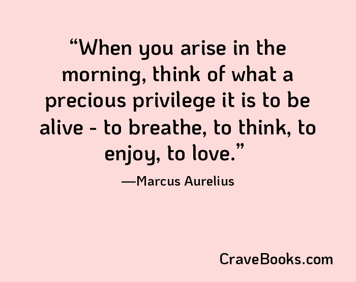 When you arise in the morning, think of what a precious privilege it is to be alive - to breathe, to think, to enjoy, to love.