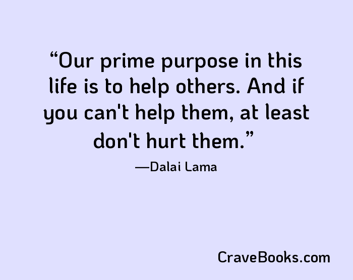 Our prime purpose in this life is to help others. And if you can't help them, at least don't hurt them.