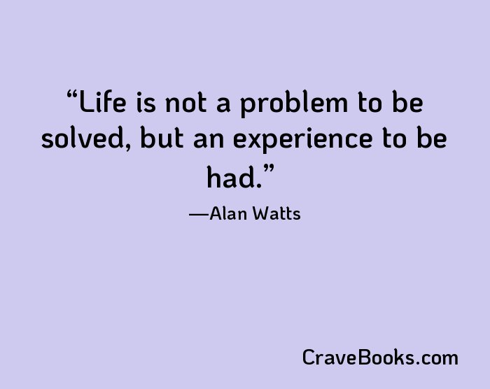 Life is not a problem to be solved, but an experience to be had.