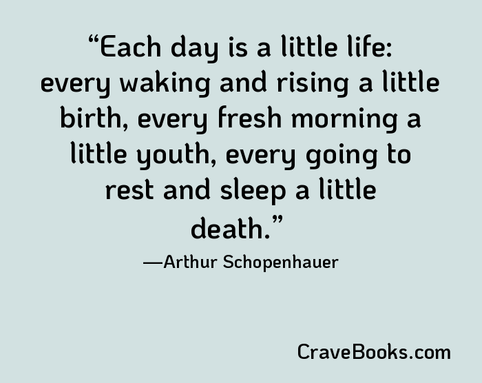Each day is a little life: every waking and rising a little birth, every fresh morning a little youth, every going to rest and sleep a little death.