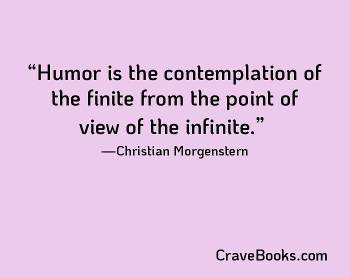 Humor is the contemplation of the finite from the point of view of the infinite.