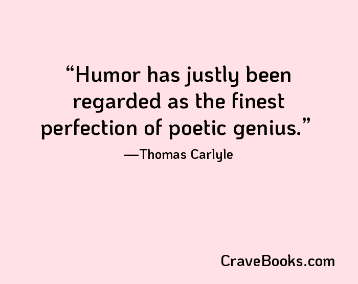 Humor has justly been regarded as the finest perfection of poetic genius.