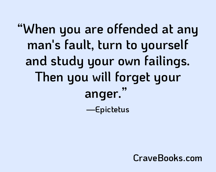 When you are offended at any man's fault, turn to yourself and study your own failings. Then you will forget your anger.