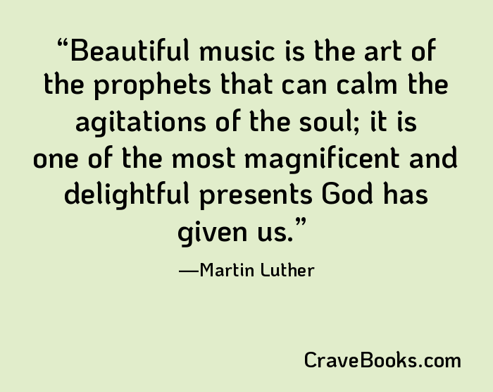 Beautiful music is the art of the prophets that can calm the agitations of the soul; it is one of the most magnificent and delightful presents God has given us.