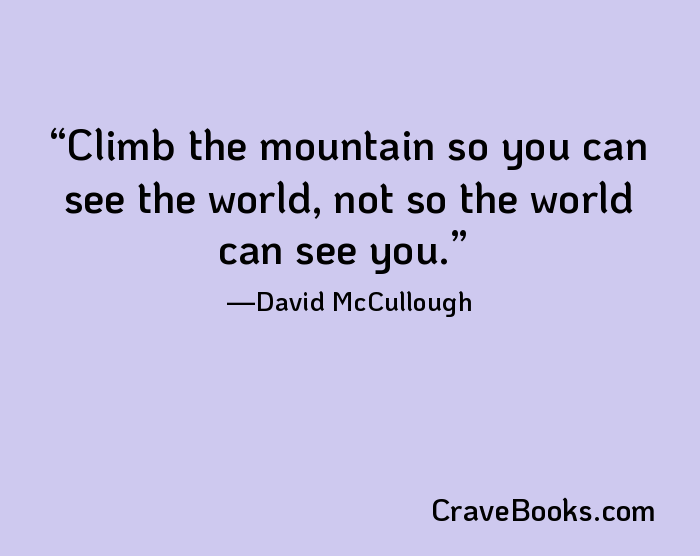 Climb the mountain so you can see the world, not so the world can see you.