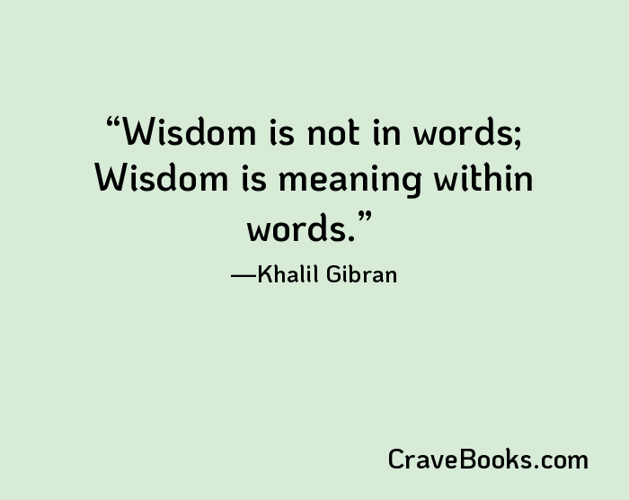 Wisdom is not in words; Wisdom is meaning within words.