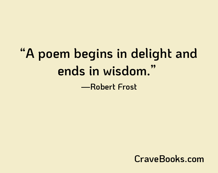 A poem begins in delight and ends in wisdom.