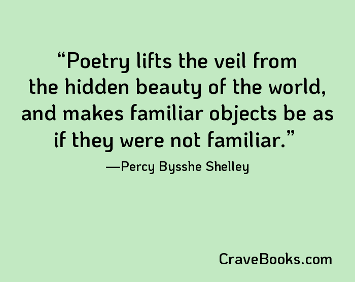 Poetry lifts the veil from the hidden beauty of the world, and makes familiar objects be as if they were not familiar.