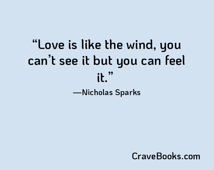 Love is like the wind, you can’t see it but you can feel it.