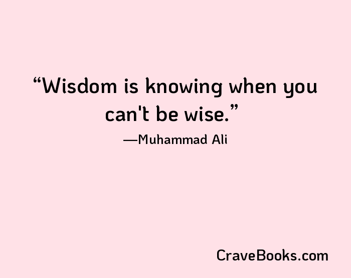 Wisdom is knowing when you can't be wise.