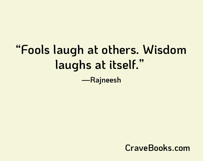 Fools laugh at others. Wisdom laughs at itself.