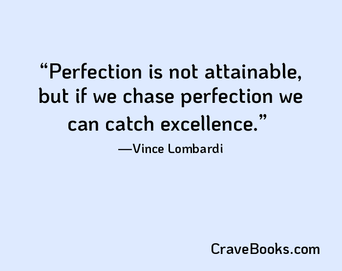 Perfection is not attainable, but if we chase perfection we can catch excellence.