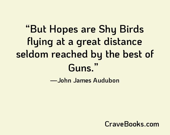 But Hopes are Shy Birds flying at a great distance seldom reached by the best of Guns.