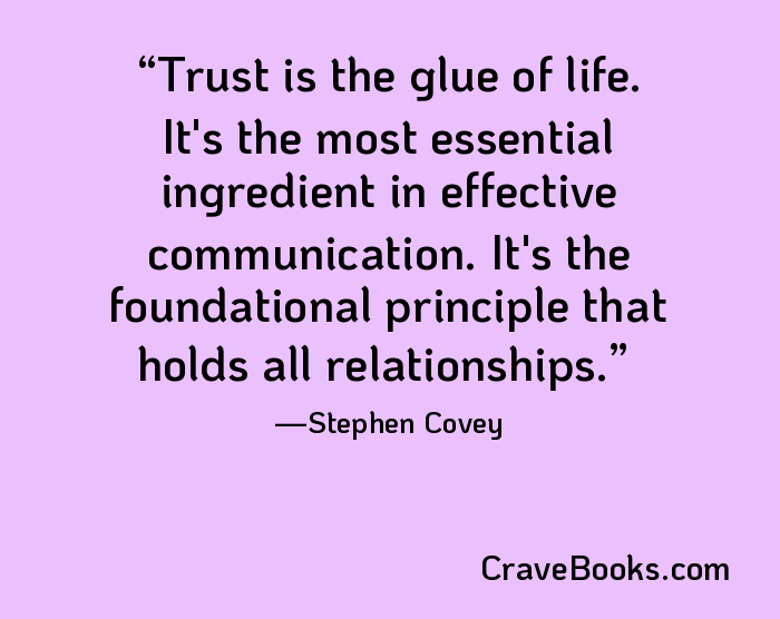 Trust is the glue of life. It's the most essential ingredient in effective communication. It's the foundational principle that holds all relationships.