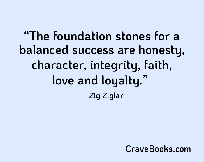 The foundation stones for a balanced success are honesty, character, integrity, faith, love and loyalty.