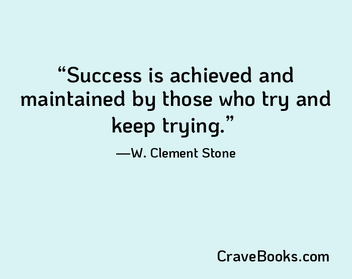 Success is achieved and maintained by those who try and keep trying.