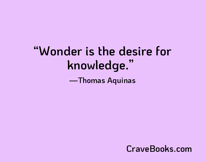 Wonder is the desire for knowledge.