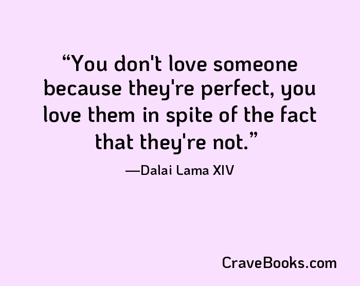 You don't love someone because they're perfect, you love them in spite of the fact that they're not.