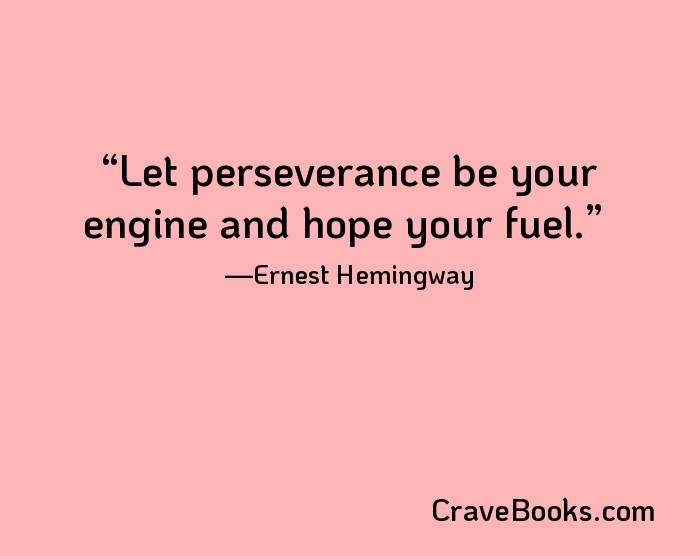 Let perseverance be your engine and hope your fuel.