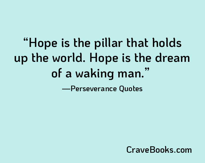 Hope is the pillar that holds up the world. Hope is the dream of a waking man.