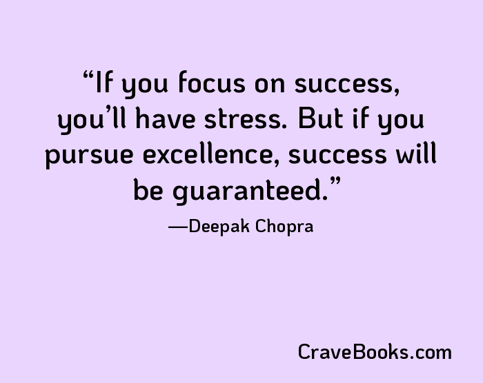 If you focus on success, you’ll have stress. But if you pursue excellence, success will be guaranteed.