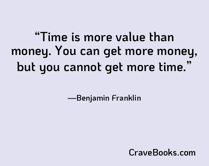 Time is more value than money. You can get more money, but you cannot get more time.