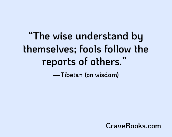 The wise understand by themselves; fools follow the reports of others.