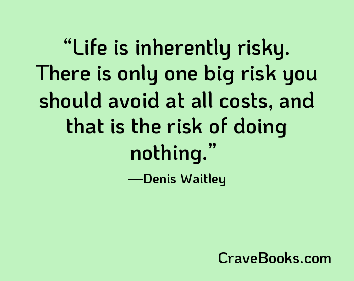 Life is inherently risky. There is only one big risk you should avoid at all costs, and that is the risk of doing nothing.