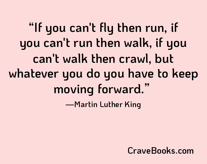 If you can't fly then run, if you can't run then walk, if you can't walk then crawl, but whatever you do you have to keep moving forward.