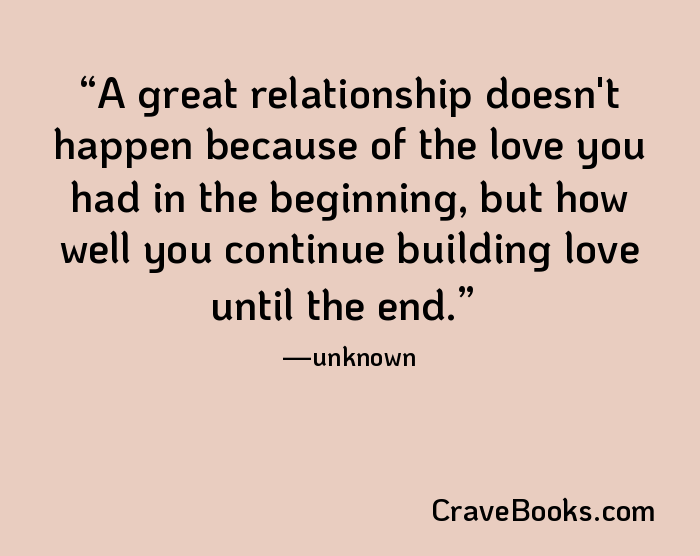 A great relationship doesn't happen because of the love you had in the beginning, but how well you continue building love until the end.