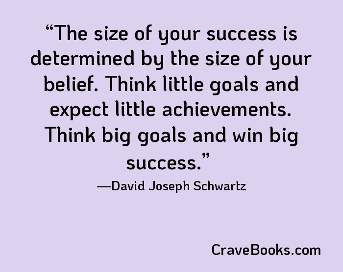 The size of your success is determined by the size of your belief. Think little goals and expect little achievements. Think big goals and win big success.