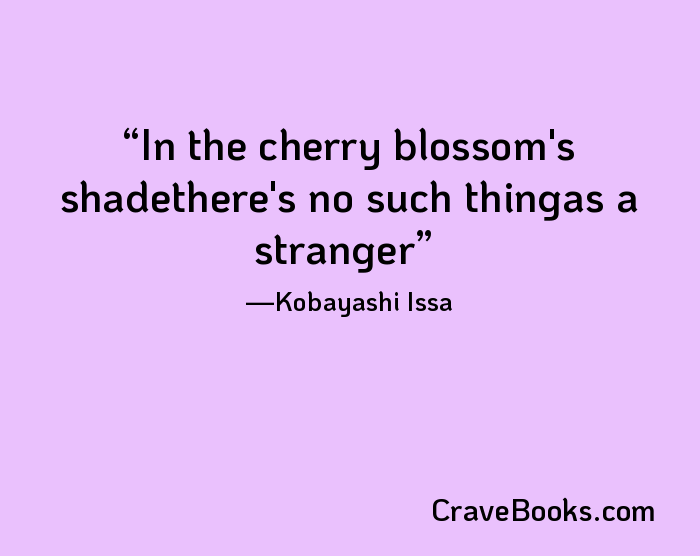 In the cherry blossom's shadethere's no such thingas a stranger