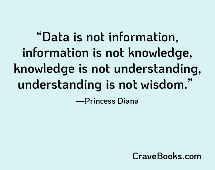 Data is not information, information is not knowledge, knowledge is not understanding, understanding is not wisdom.
