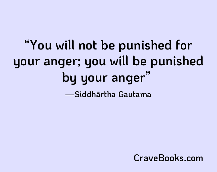 You will not be punished for your anger; you will be punished by your anger