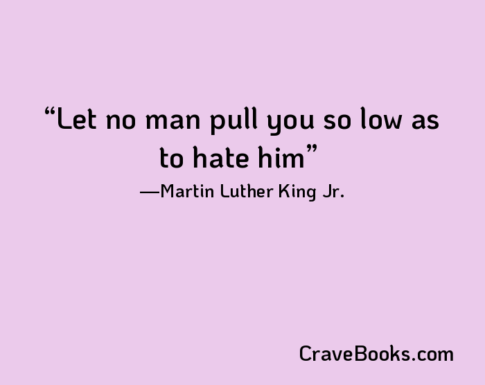 Let no man pull you so low as to hate him