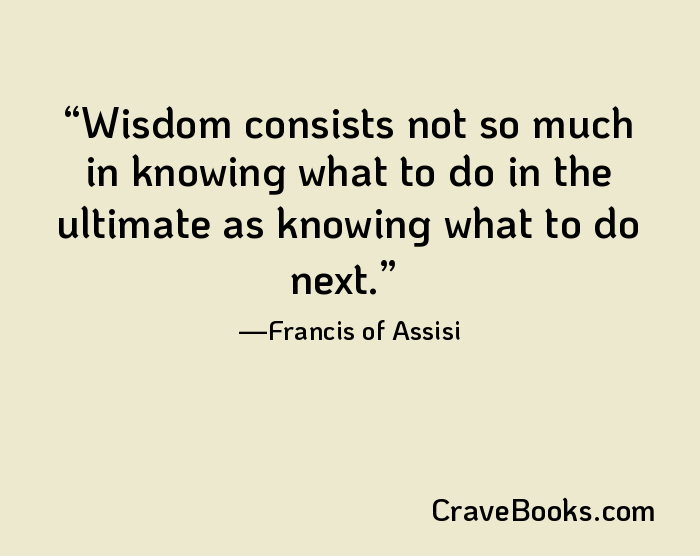 Wisdom consists not so much in knowing what to do in the ultimate as knowing what to do next.