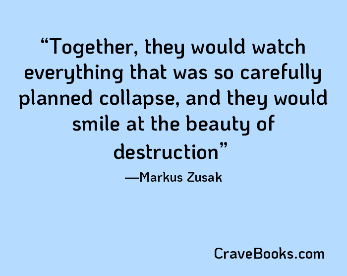 Together, they would watch everything that was so carefully planned collapse, and they would smile at the beauty of destruction