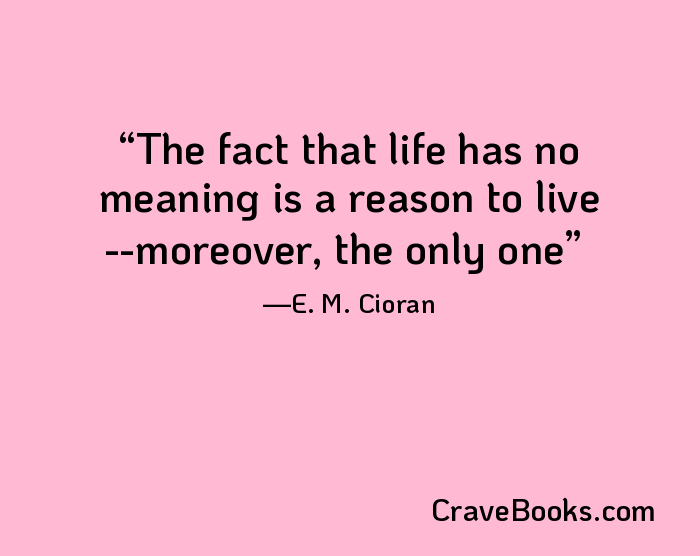 The fact that life has no meaning is a reason to live --moreover, the only one