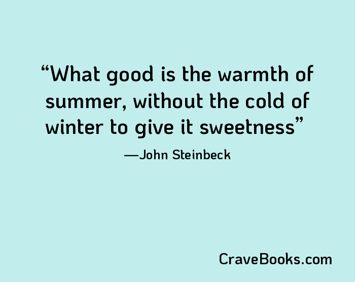 What good is the warmth of summer, without the cold of winter to give it sweetness