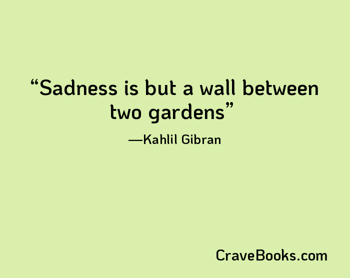 Sadness is but a wall between two gardens