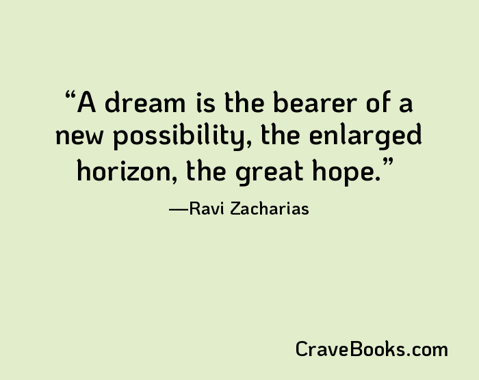 A dream is the bearer of a new possibility, the enlarged horizon, the great hope.