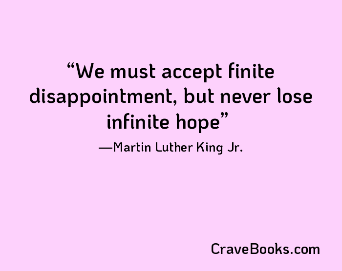 We must accept finite disappointment, but never lose infinite hope