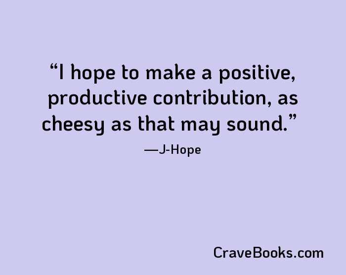 I hope to make a positive, productive contribution, as cheesy as that may sound.