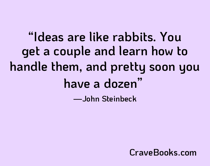 Ideas are like rabbits. You get a couple and learn how to handle them, and pretty soon you have a dozen