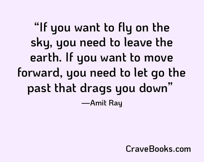If you want to fly on the sky, you need to leave the earth. If you want to move forward, you need to let go the past that drags you down