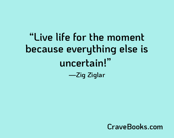 Live life for the moment because everything else is uncertain!